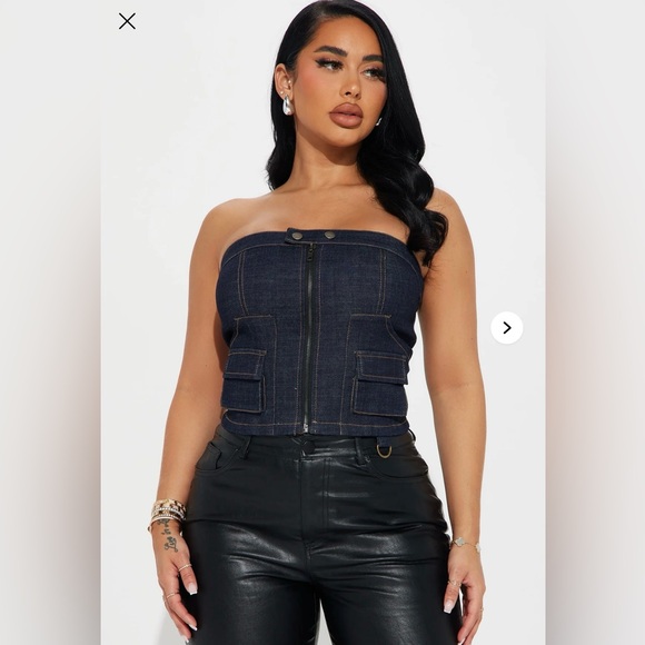 Dark Denim Corset Top - Picture 1 of 8